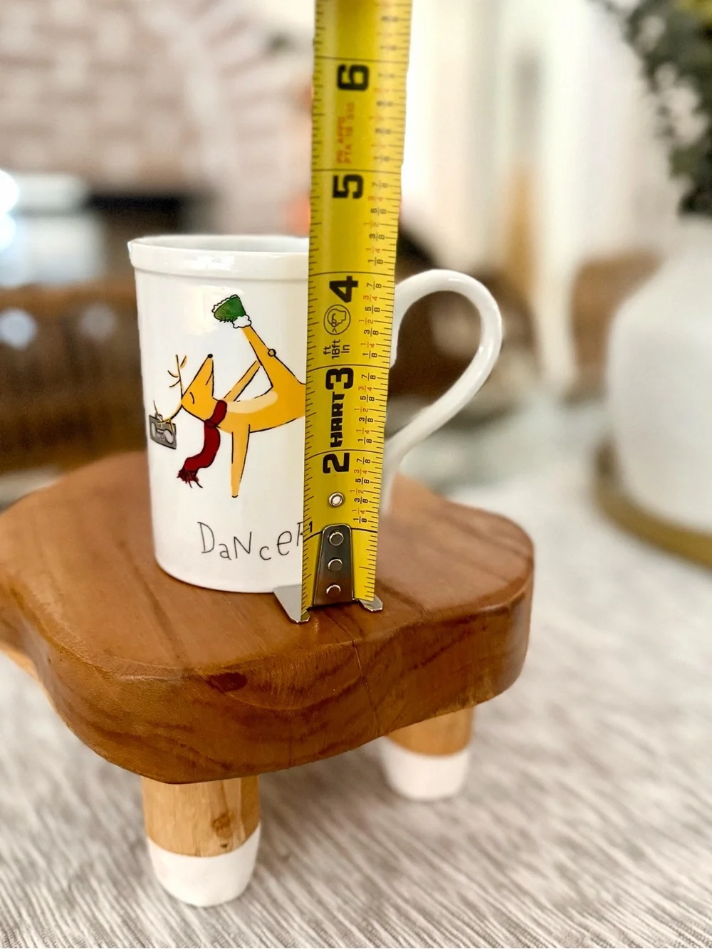 Pottery Barn “Dancer” reindeer mug, White porcelain.
